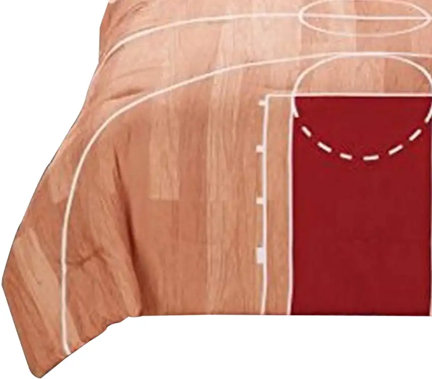 3 Piece Polyester Twin Comforter Set with Basketball Court Print, Multicolor Photo 2
