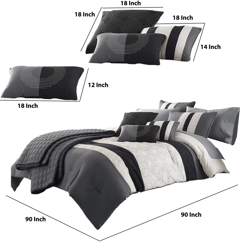 7 Piece Queen Cotton Comforter Set with Geometric Print Photo 4