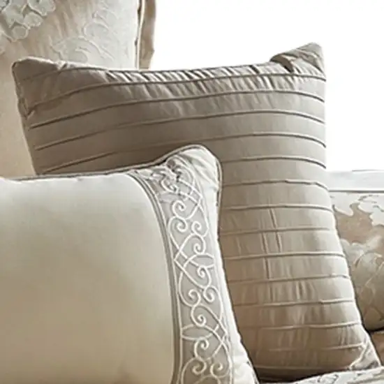 9 Piece Queen Polyester Comforter Set with Damask Print Photo 4