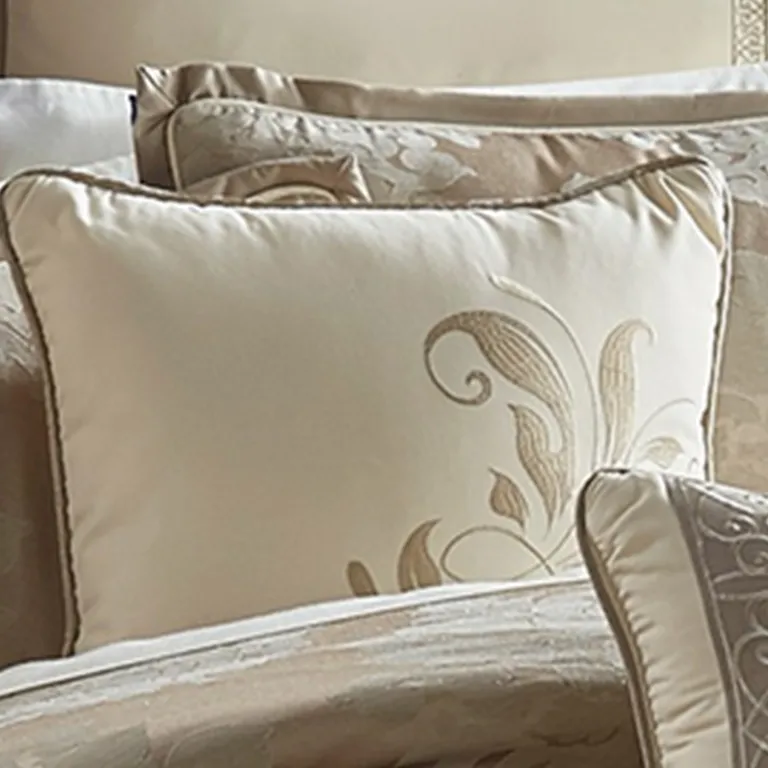 9 Piece Queen Polyester Comforter Set with Damask Print Photo 5