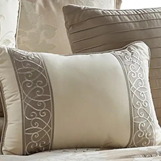 9 Piece Queen Polyester Comforter Set with Damask Print Photo 3