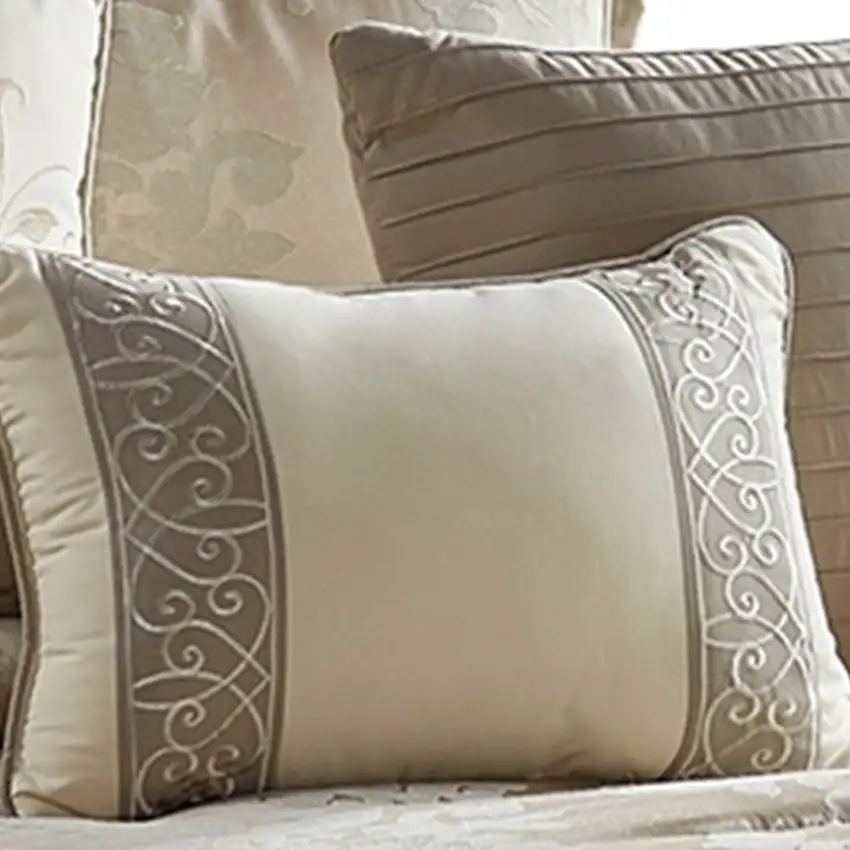 9 Piece Queen Polyester Comforter Set with Damask Print Photo 3