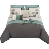Photo of 8 Piece Queen Polyester Comforter Set with Floral Embroidery