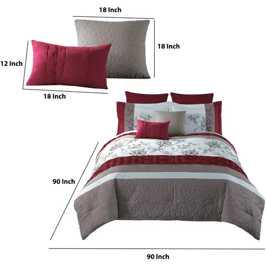 8 Piece Queen Polyester Comforter Set with Floral Print, Multicolor Photo 6
