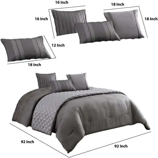 10 Piece Queen Polyester Comforter Set with Geometric Print, Gray Photo 6