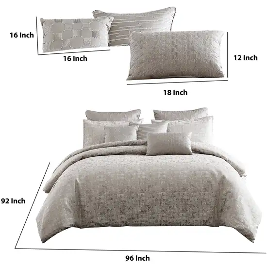9 Piece Queen Polyester Comforter Set with Jacquard Print, Gray Photo 6