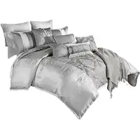 Photo of 12 Piece Queen Polyester Comforter Set with Medallion Print, Platinum
