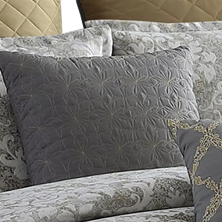 8 Piece Queen Polyester Comforter Set with Medallion Print Photo 5