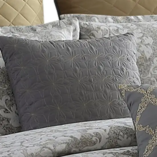 8 Piece Queen Polyester Comforter Set with Medallion Print Photo 5