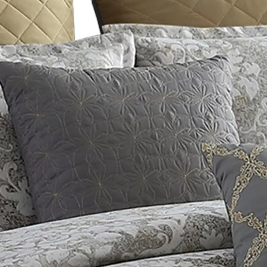 8 Piece Queen Polyester Comforter Set with Medallion Print Photo 5