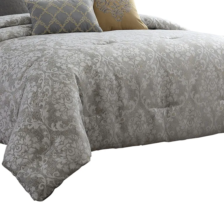 8 Piece Queen Polyester Comforter Set with Medallion Print Photo 2
