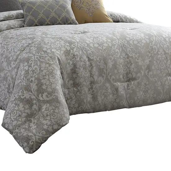8 Piece Queen Polyester Comforter Set with Medallion Print Photo 2