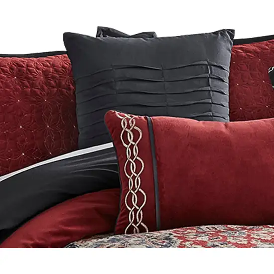 9 Piece Queen Size Comforter Set with Medallion Print Photo 3