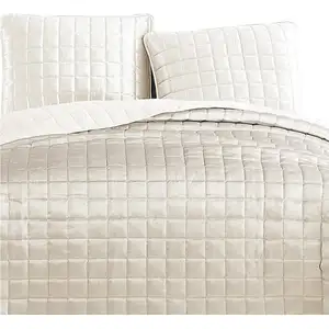 Photo of 3 Piece Queen Size Coverlet Set with Stitched Square Pattern