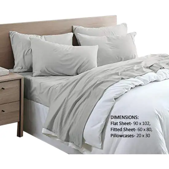 6 Piece Queen Size Microfiber Fabric Sheet Set with Pocket, Gray Photo 3