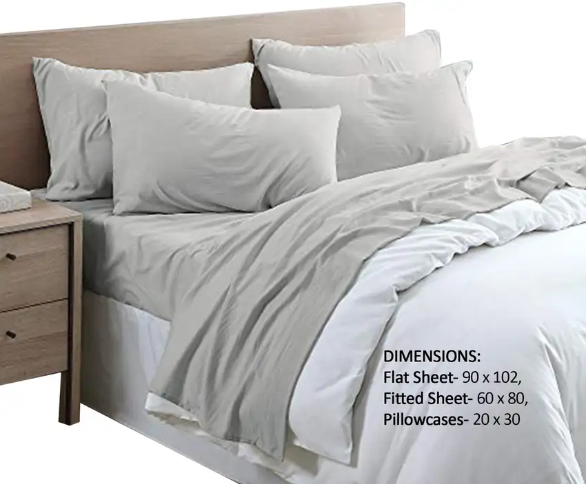 6 Piece Queen Size Microfiber Fabric Sheet Set with Pocket, Gray Photo 3