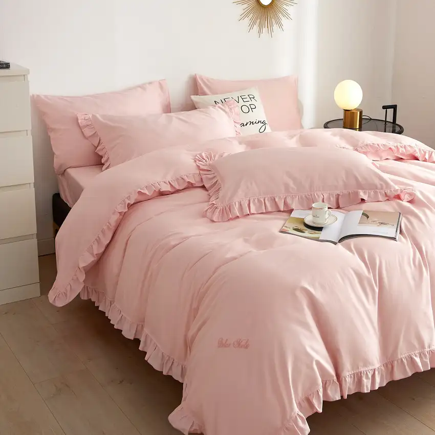DM808K | King Size 6 piece Duvet Cover Set Ruffled Bedding 100% Cotton Photo 10