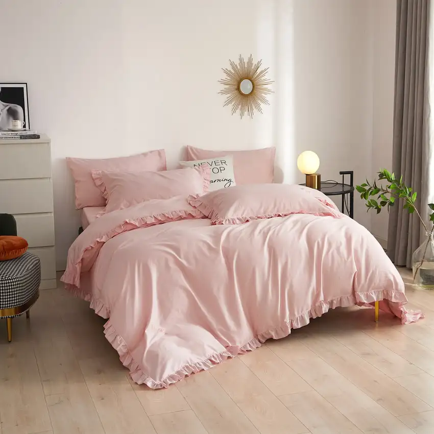 DM808K | King Size 6 piece Duvet Cover Set Ruffled Bedding 100% Cotton Photo 7