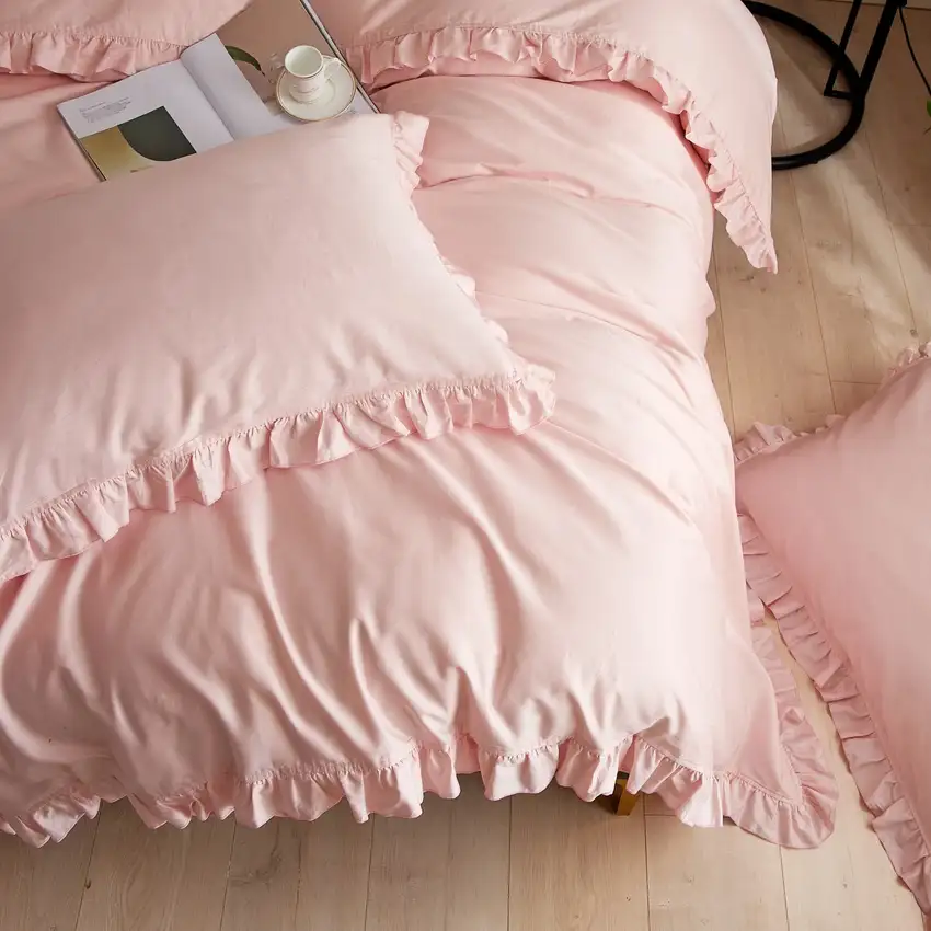 DM808K | King Size 6 piece Duvet Cover Set Ruffled Bedding 100% Cotton Photo 2