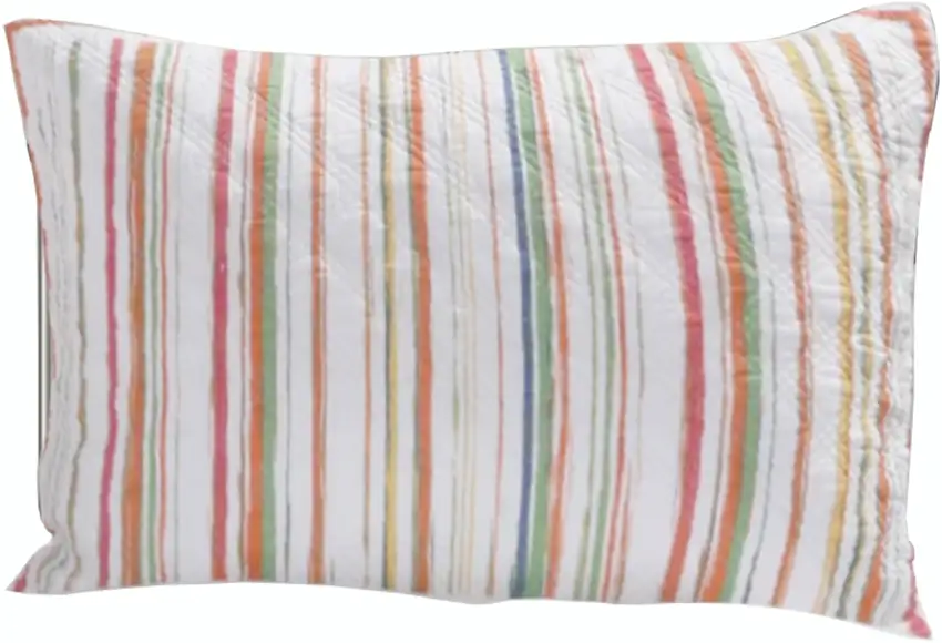 20 x 36 Cotton King Pillow Sham, Striped Pattern, Set of 2, Multicolor Photo 2