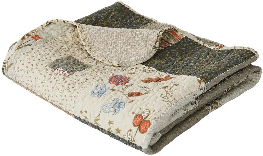 50 x 60 Cotton Quilted Throw Blanket with Fill, Wild Flowers, Multicolor Photo 2