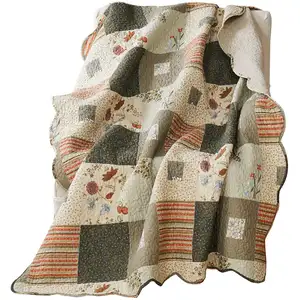 Photo of Cotton Quilted Throw Blanket with Fill, Wild Flowers