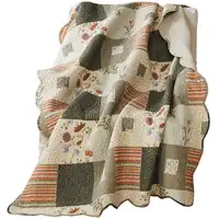 Photo of Cotton Quilted Throw Blanket with Fill, Wild Flowers