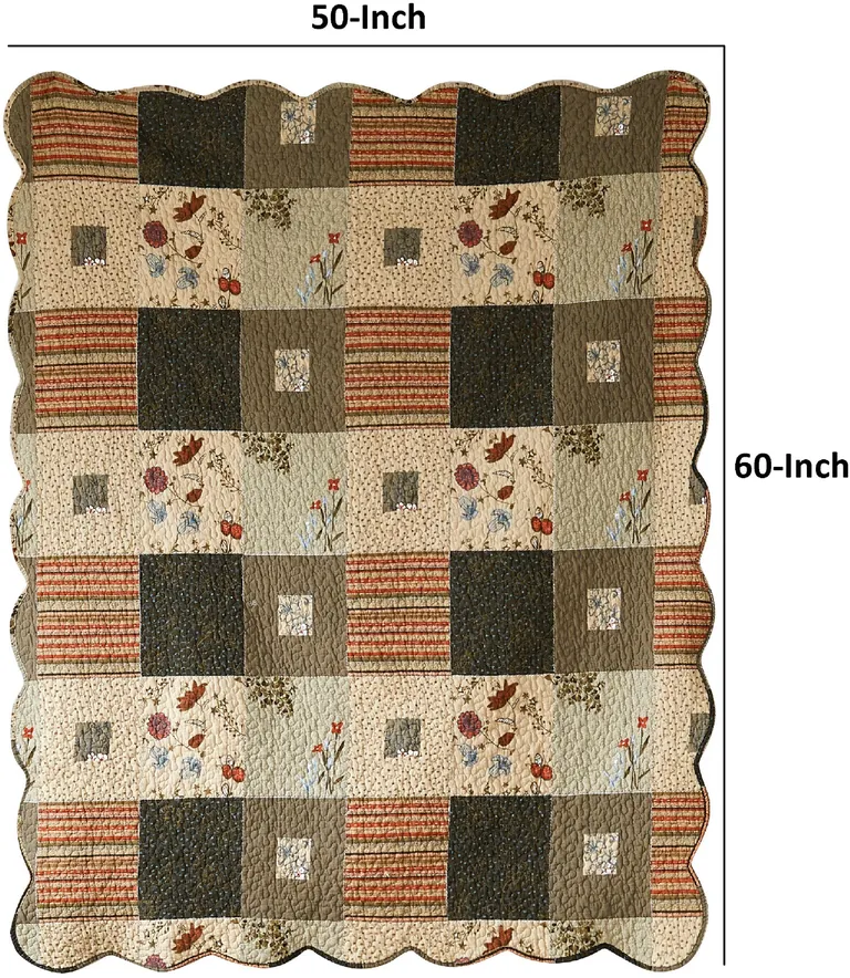 Cotton Quilted Throw Blanket with Fill, Wild Flowers Photo 5