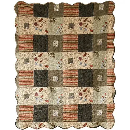 50 x 60 Cotton Quilted Throw Blanket with Fill, Wild Flowers, Multicolor Photo 3