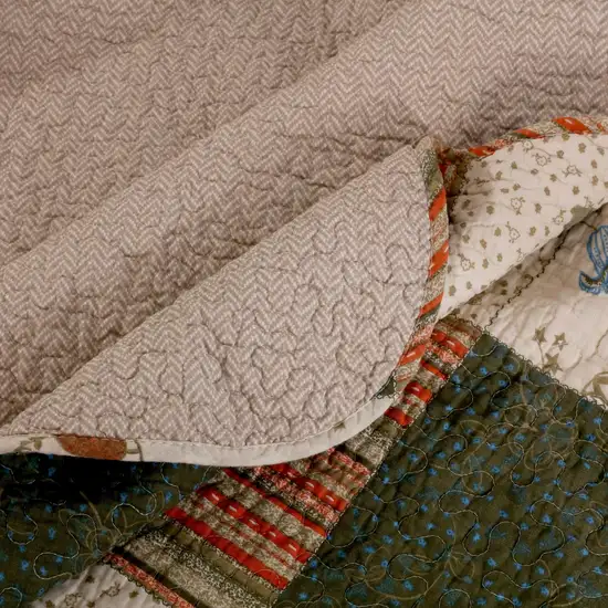 50 x 60 Cotton Quilted Throw Blanket with Fill, Wild Flowers, Multicolor Photo 4
