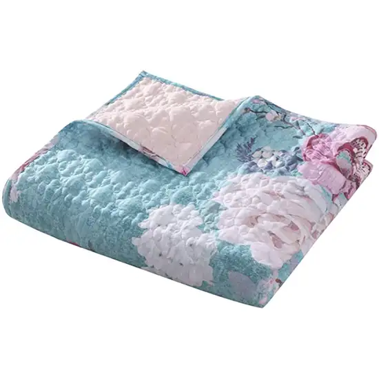 50 x 60 Inch Microfiber Throw Blanket, Floral Print Photo 2