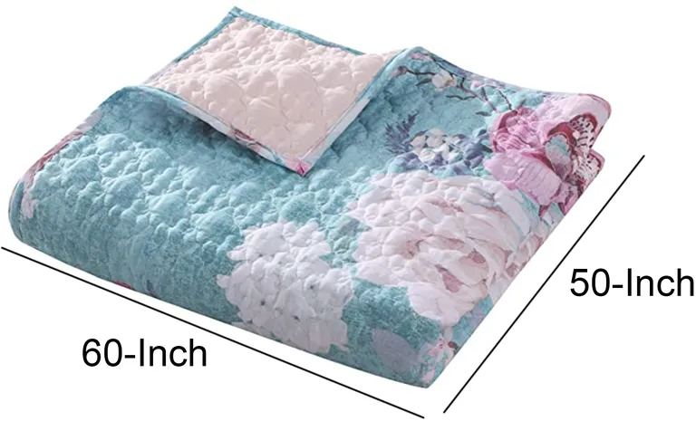 50 x 60 Inch Microfiber Throw Blanket, Floral Print Photo 4