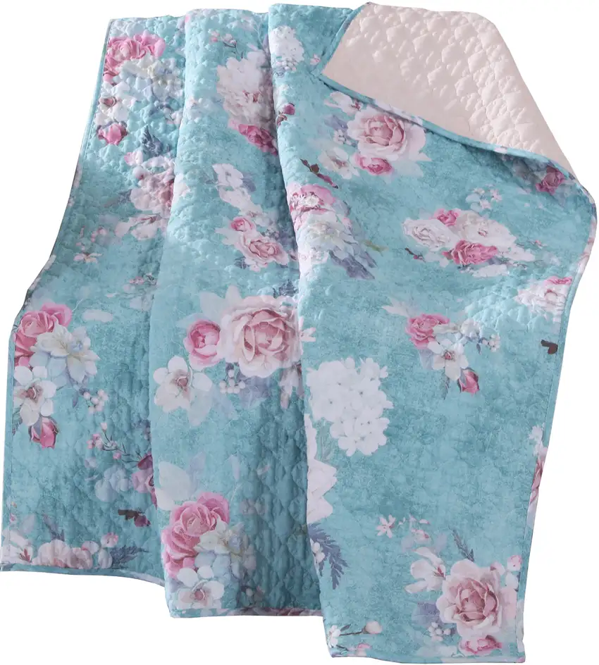 50 x 60 Inch Microfiber Throw Blanket, Floral Print Photo 1