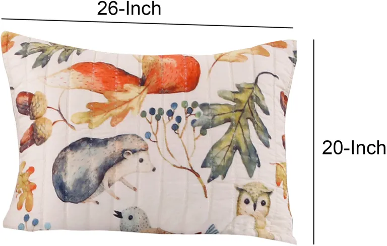 26 x 20 Inches Standard Pillow Sham with Fox and Owl Print Photo 4
