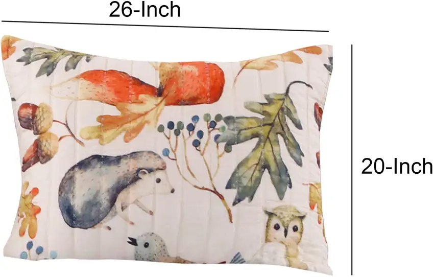 26 x 20 Inches Standard Pillow Sham with Fox and Owl Print Photo 4
