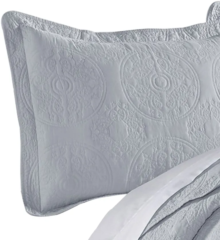Ada 3 Piece Microfiber Full Size Quilt Set, Mandala Embroidery Photo 2