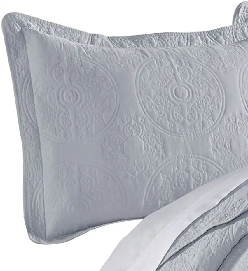 Ada 3 Piece Microfiber Full Size Quilt Set, Mandala Embroidery Photo 2