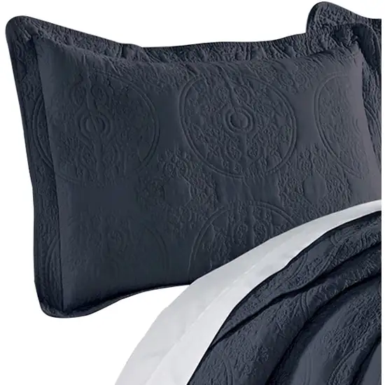 Ada 3 Piece Microfiber Full Size Quilt Set, Mandala Embroidery Photo 2