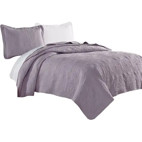 Ada 2 Piece Microfiber Twin Size Quilt Set, Mandala Embroidery Photo 1