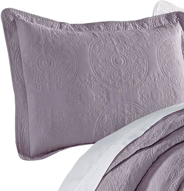 Ada 2 Piece Microfiber Twin Size Quilt Set, Mandala Embroidery Photo 2