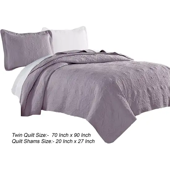 Ada 2 Piece Microfiber Twin Size Quilt Set, Mandala Embroidery Photo 5