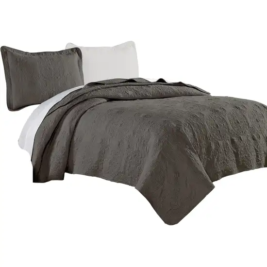 Ada 2 Piece Microfiber Twin Size Quilt Set, Mandala Embroidery Photo 1