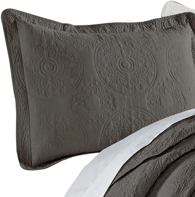 Ada 2 Piece Microfiber Twin Size Quilt Set, Mandala Embroidery Photo 2