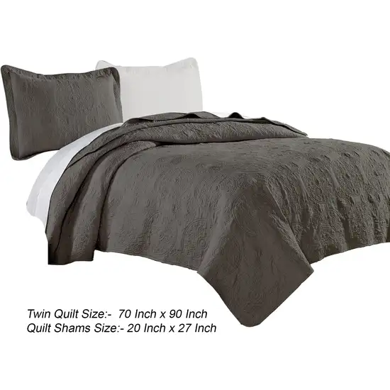 Ada 2 Piece Microfiber Twin Size Quilt Set, Mandala Embroidery Photo 5
