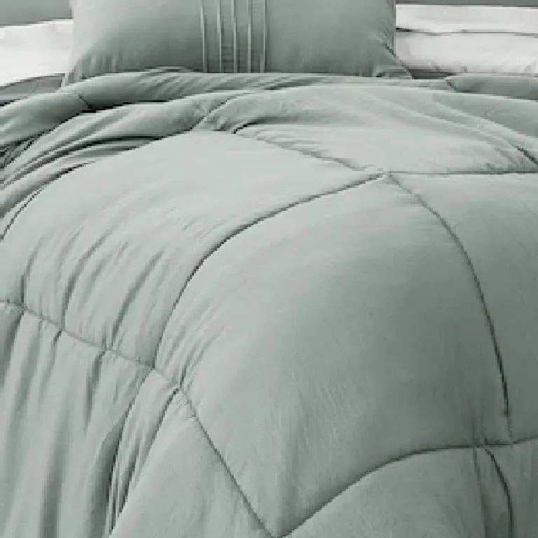 Alice 8 Piece King Comforter Set, Reversible, Soft Sage By The Urban Port Photo 3