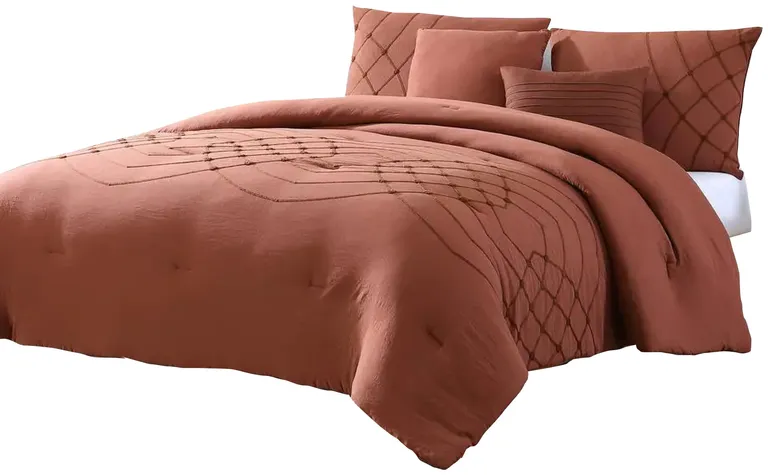 Alice 5 Piece Microfiber Queen Comforter Set, Stitched, The Urban Port Photo 1