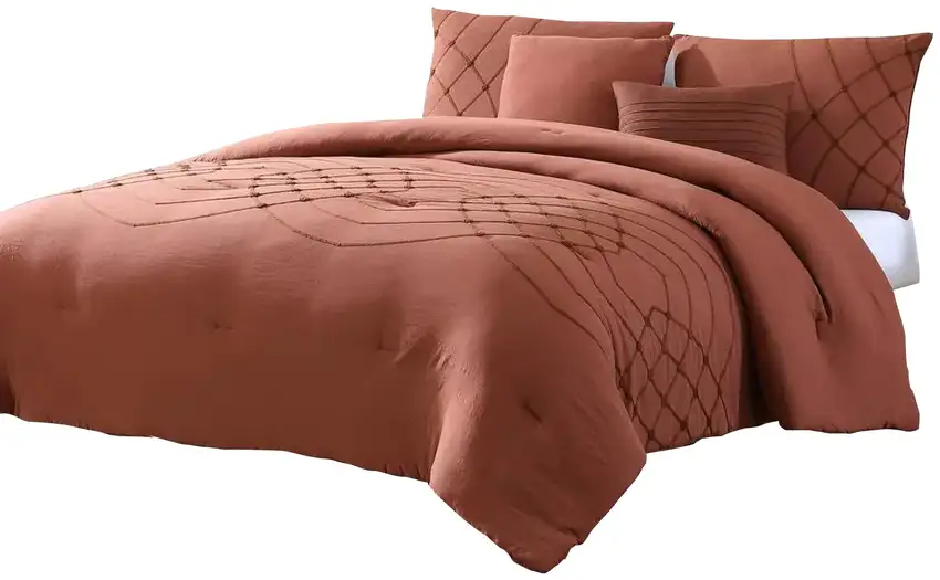 Alice 5 Piece Microfiber Queen Comforter Set, Stitched, The Urban Port Photo 1