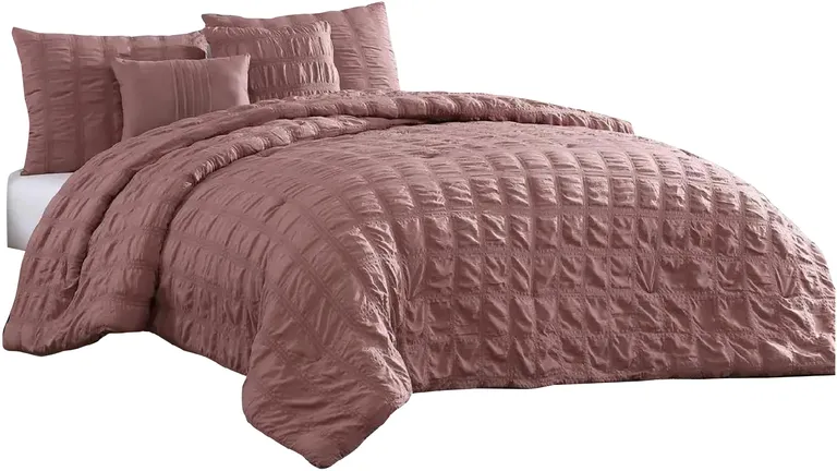 Alice 5 Piece Queen Comforter Set, Textured, The Urban Port Photo 1