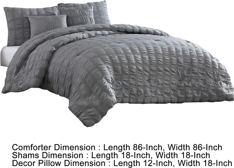 Alice 5 Piece Queen Comforter Set, Textured, The Urban Port Photo 5