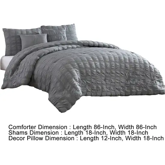 Alice 5 Piece Queen Comforter Set, Textured, The Urban Port Photo 5